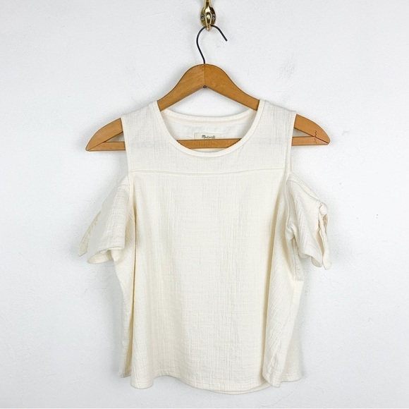 Madewell Ivory Cold Shoulder Top Sz S - Picture 3 of 8